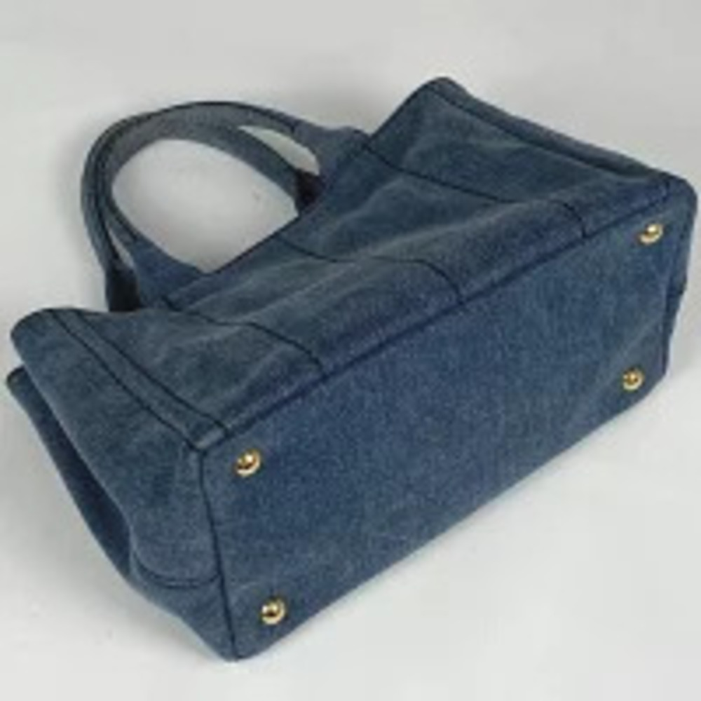 Prada Tote Bag Denim Shoulder 2way Blue Canapa Blue